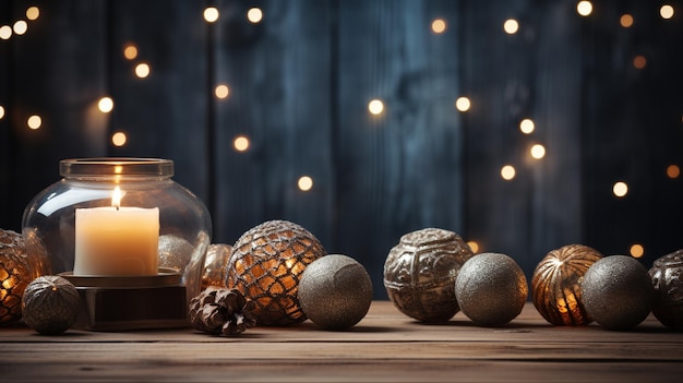 Decoração festiva de Natal natureza morta em fundo de madeira