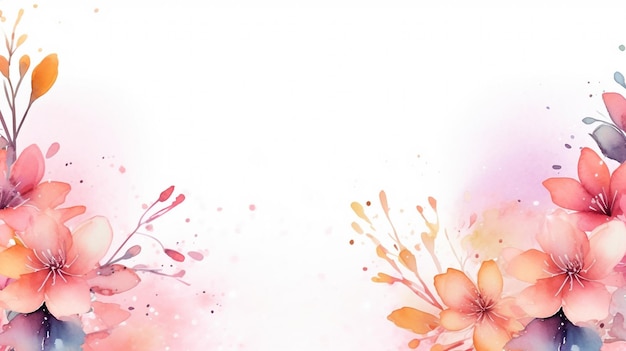 Foto decoração floral aquarela rosa para convite de casamento de espaço vazio para texto