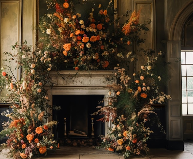 Decoração floral decoração de casamento e celebração de férias de outono flores de outono e decorações de eventos no campo inglês mansion estate country style
