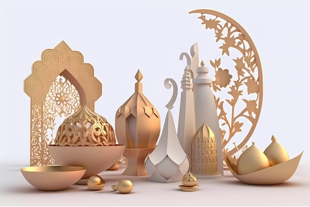 Decoração Ramadhan Kareem, Ilustração 3D