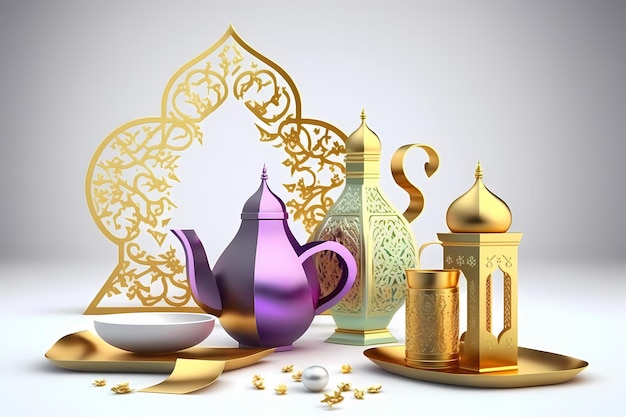 Decoração Ramadhan Kareem, Ilustração 3D