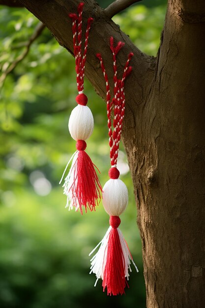 Foto decoración del año nuevo chino colgada en un árbol en el jardín foto de stock