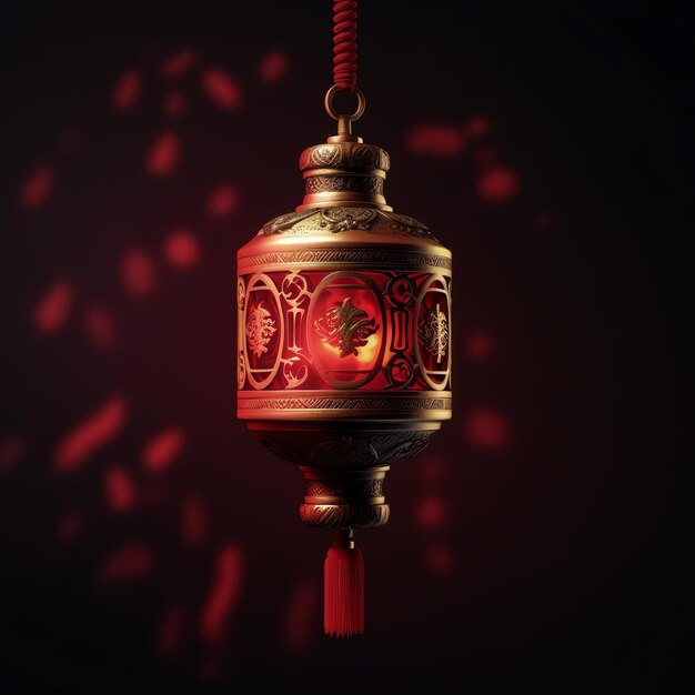 Decoración del año nuevo chino con linternas tradicionales o flores de sakura Concepto del año nuevo lunar