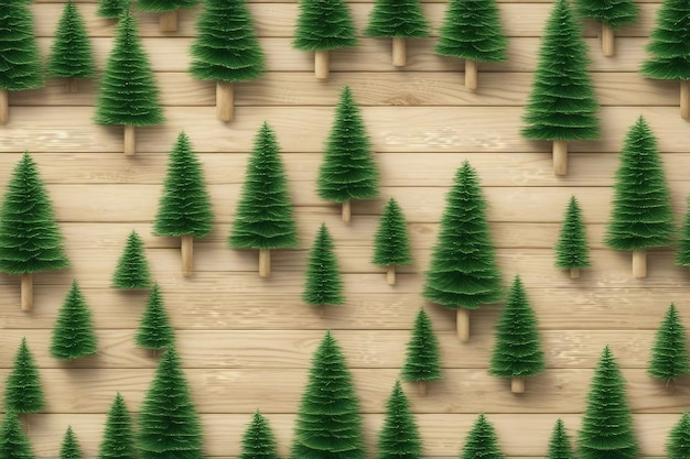decoración de árbol verde de Navidad feliz en un fondo de madera