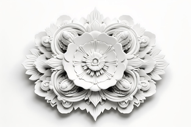 Decoración artística de mandala en 3D diseño de fondo blanco