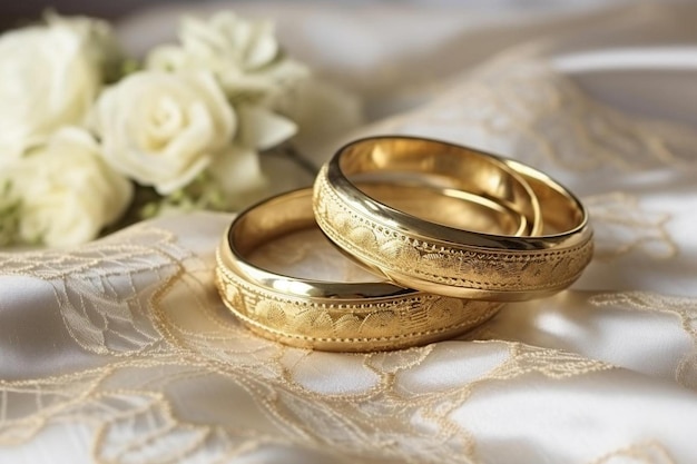 Foto decoración de boda con anillos de boda