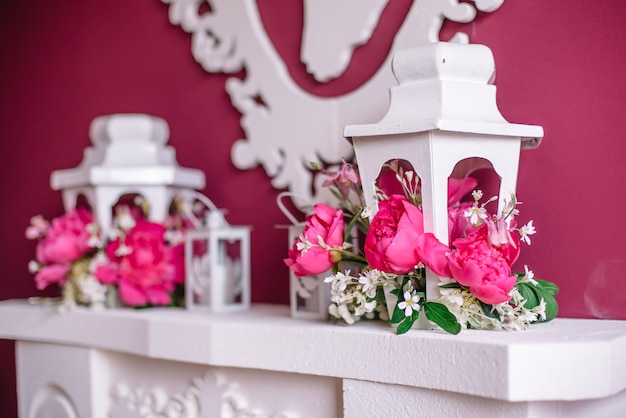 Decoración de boda en rosa con peonías