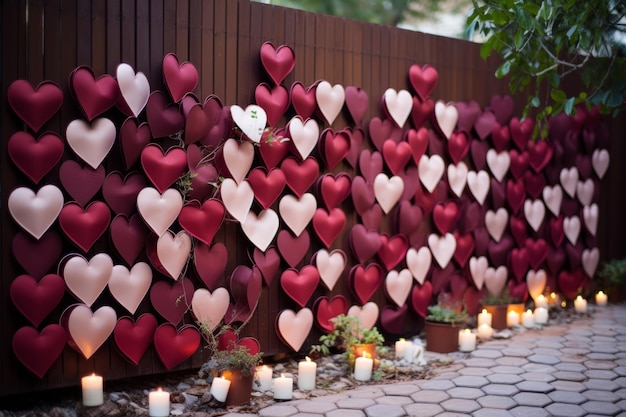 Decoración de boda con corazones