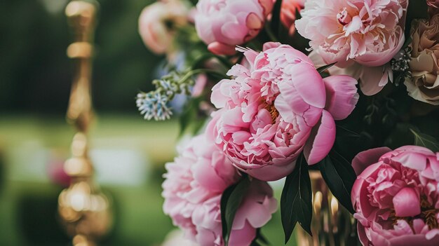 Decoración de bodas con peonías decoración floral y celebración de eventos flores de peonía y ceremonia de bodas en el jardín estilo campo inglés