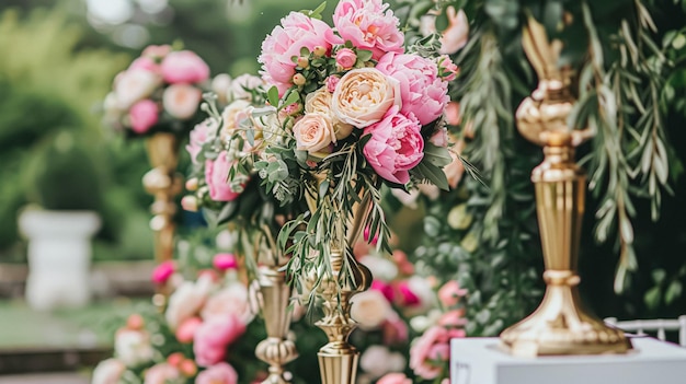 Decoración de bodas con peonías decoración floral y celebración de eventos flores de peonía y ceremonia de bodas en el jardín estilo campo inglés