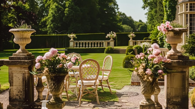 Decoración de bodas con peonías decoración floral y celebración de eventos flores de peonía y ceremonia de bodas en el jardín estilo campo inglés