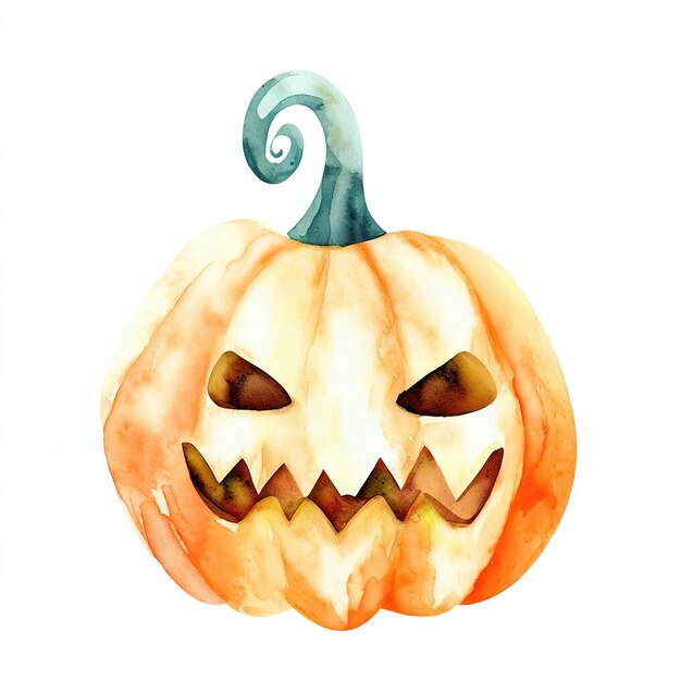 Decoración de calabaza estilo acuarela para Halloween con IA generativa