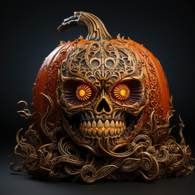 decoración de calabaza de halloween en fondo negro