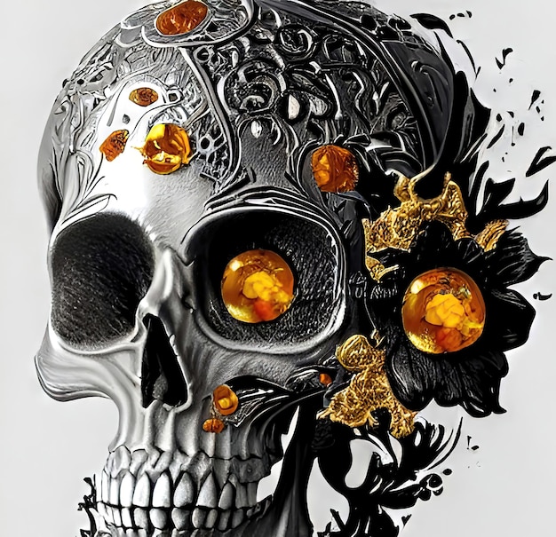 Decoración de calavera floral de lujo en Vintage BackgroundxA