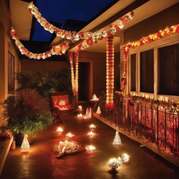 Decoración de la casa feliz festival de celebración de Diwali ai generado