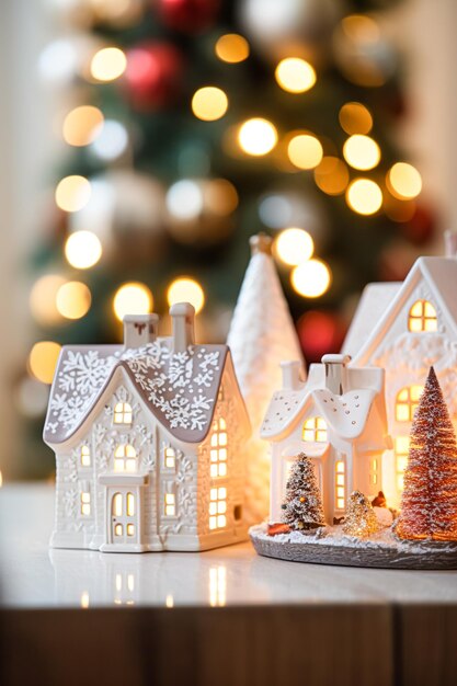 Foto decoración de la casa de juguetes de navidad estilo cabaña de campo decoración de casa para un hogar de campo inglés celebración de vacaciones de invierno y atmósfera festiva feliz navidad y felices fiestas