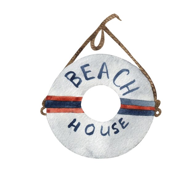 Decoración de casa de playa de acuarela Colección de mar vacaciones de verano vacaciones