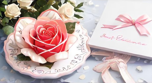 Decoración de la ceremonia de bodas en la decoración de la flor de la rosa celebración del aniversario