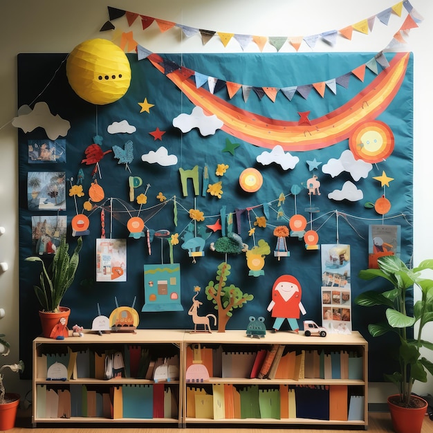 decoración de la clase de niños con gráficos y otros