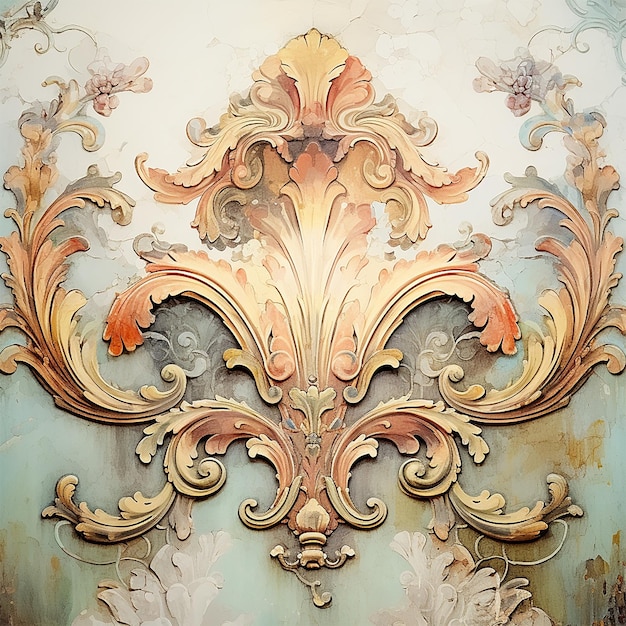 Foto decoración clásica de lujo con textura de adorno barroco exquisita generada por ia