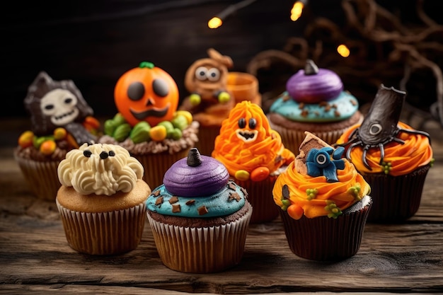 Foto decoración de cupcakes para el diseño espeluznante de halloween