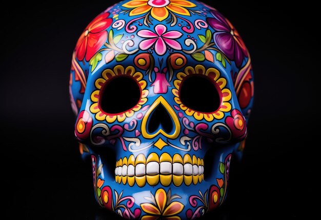 La decoración del Día de los Muertos del cráneo mexicano celebra la cultura indígena