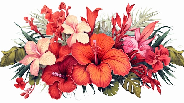 Decoración de diseño de ilustraciones de dibujos de flores tropicales