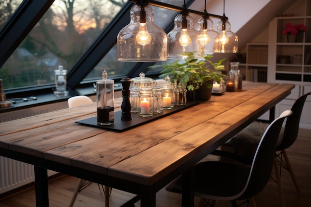 decoración diseño de interiores del hogar con ideas de inspiración de mesa de madera