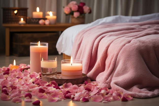 decoración dormitorio romántico con velas encendidas toallas en la mesa ideas inspiradoras