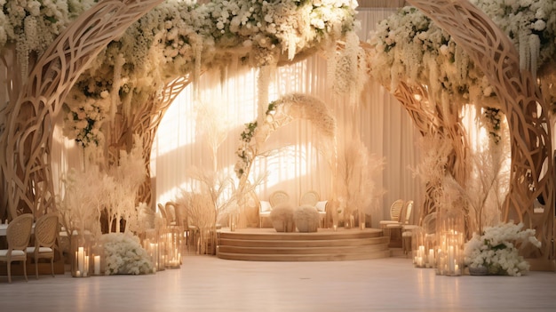 Decoración del escenario de la boda