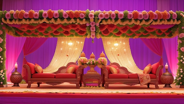 Decoración del escenario de la boda