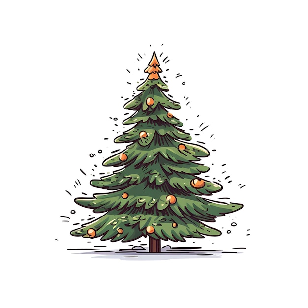 Decoración de estilo clip art de árbol de Navidad y cajas de regalo Feliz Navidad y Próspero Año Nuevo