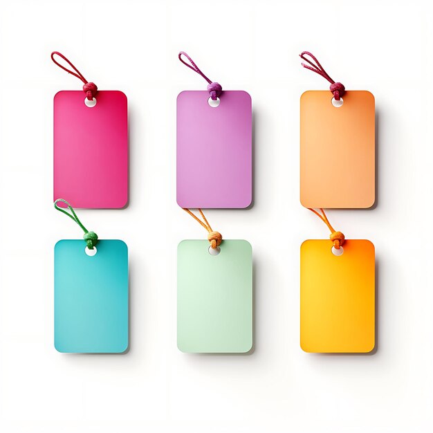 Decoración de etiquetas de regalo Decoración de papel Rectángulo multicolor Decorativo aislado en BG blanco