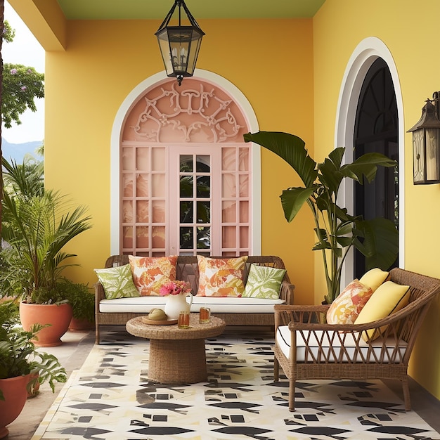 decoración exterior inspirada en el estilo jamaicano