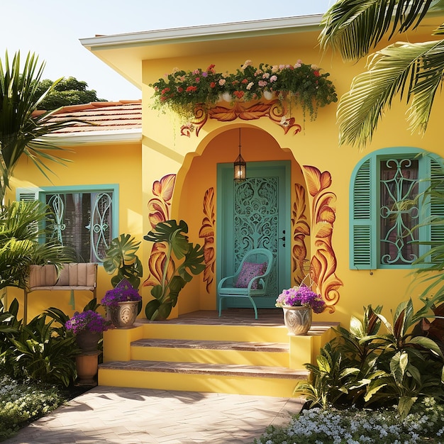 decoración exterior inspirada en el estilo jamaicano