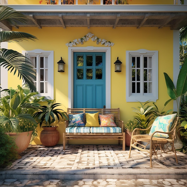 decoración exterior inspirada en el estilo jamaicano