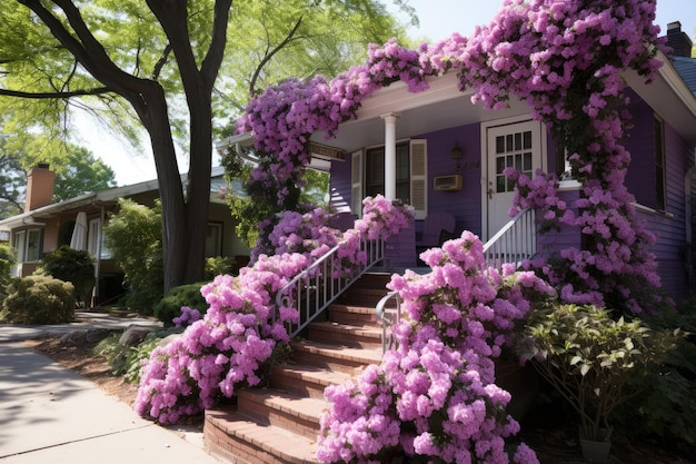 Decoración exterior de la puerta de entrada con ideas de inspiración de tema violeta violeta