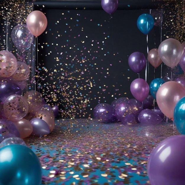 Foto decoración de la fiesta de cumpleaños con globo ai generado