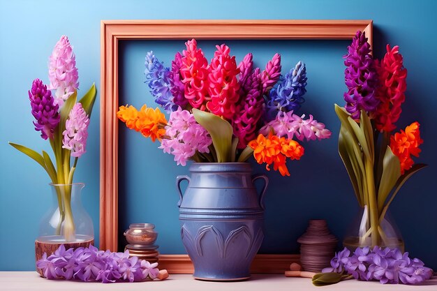 Decoración de flor de jacinto de primavera en el jarrón