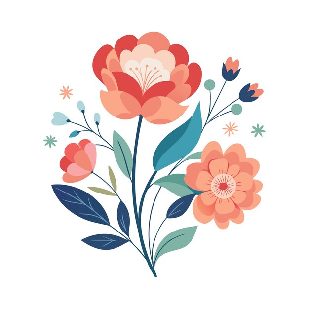 Decoración de flores con acuarela aislada