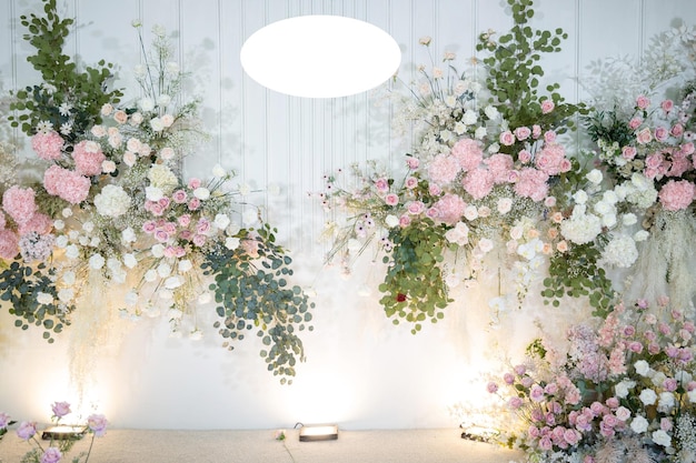 Decoración de flores de fondo de fondo de boda