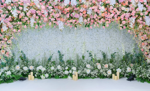 Decoración de flores de fondo de fondo de boda