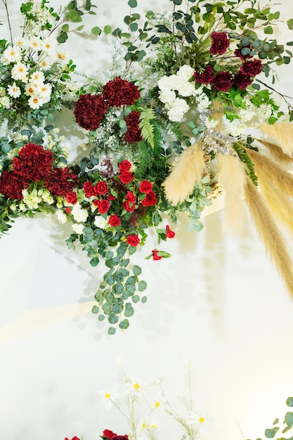 Decoración de flores de fondo de fondo de boda