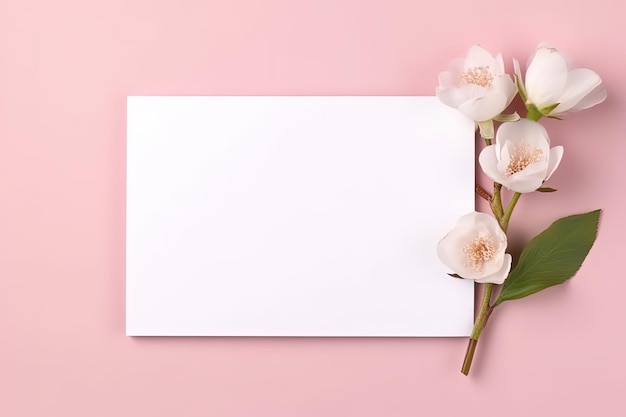 Foto decoración de flores de papel blanco sobre un fondo rosa