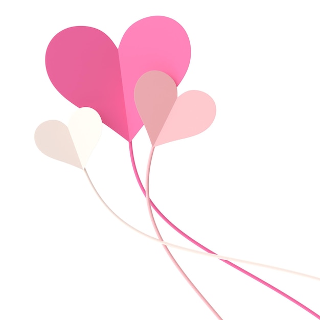 Decoración en forma de corazón de San Valentín Ilustración en 3D