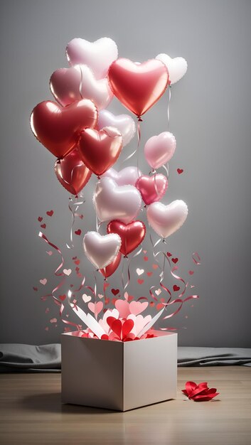 decoración de globos en forma de corazón