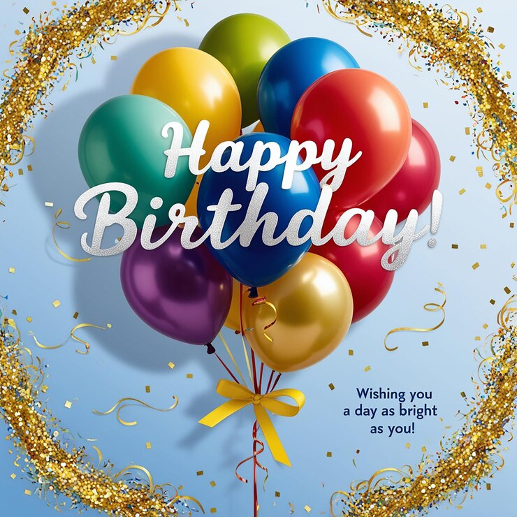 Decoración de globos para la tarjeta de felicitación de cumpleaños