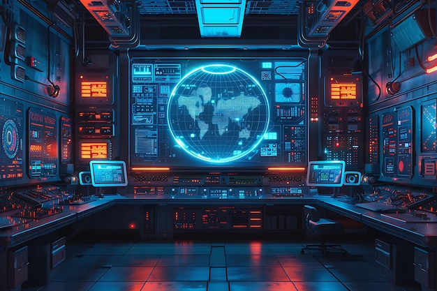 La decoración de la habitación redefinida abraza los vibrantes colores de neón y el diseño interior cyberpunk futurista