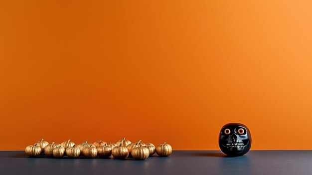 Decoración de Halloween con fondo naranja y espacio de copia generado