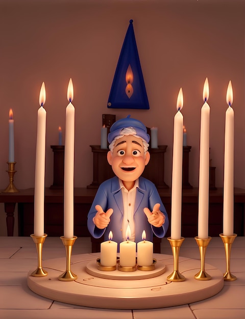 Decoración de Hanukkah con velas